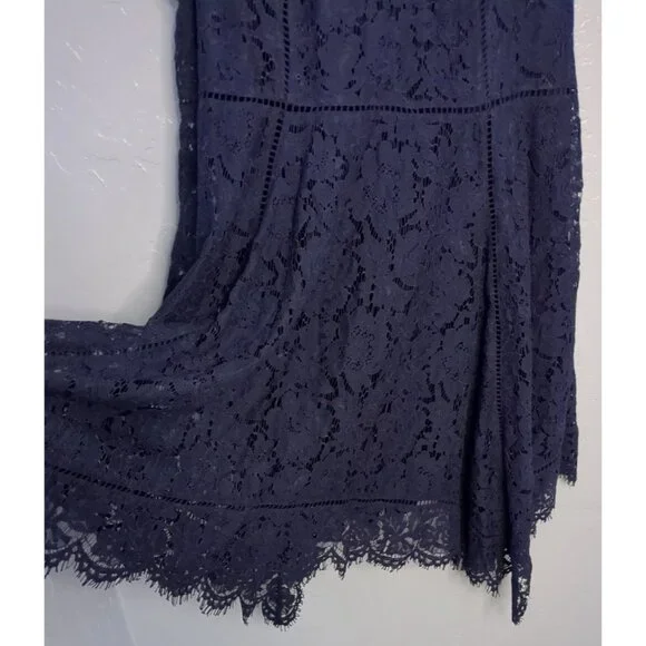 Isaac Mizrahi Live Regular Handkerchief Hem Floral Lace Midi Dress Navy XL - Picture 5 of 10